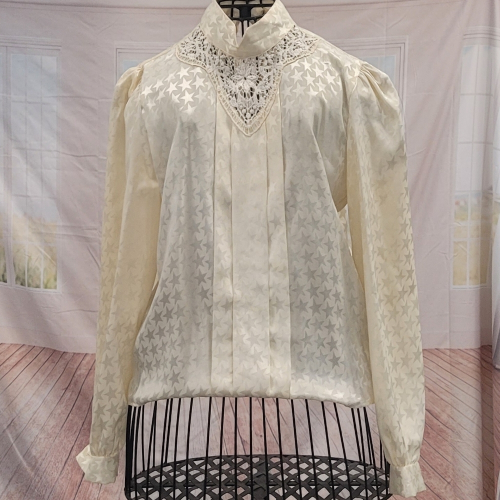 Vintage Star Cream Blouse Top